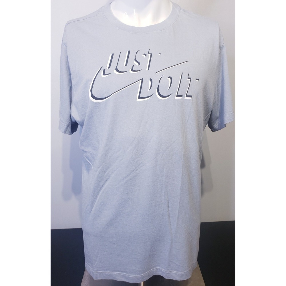 The Nike Tee Shirt Mens Size Large Short‎ Sleeve Lt Gray Black Logo Just Do It